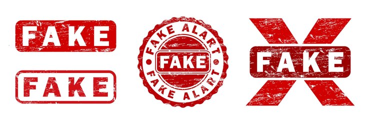 FAKE label set grunge texture stamp