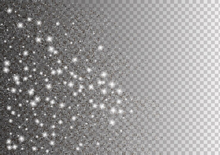 Falling glitter confetti. silver dust isolated on transparent background.