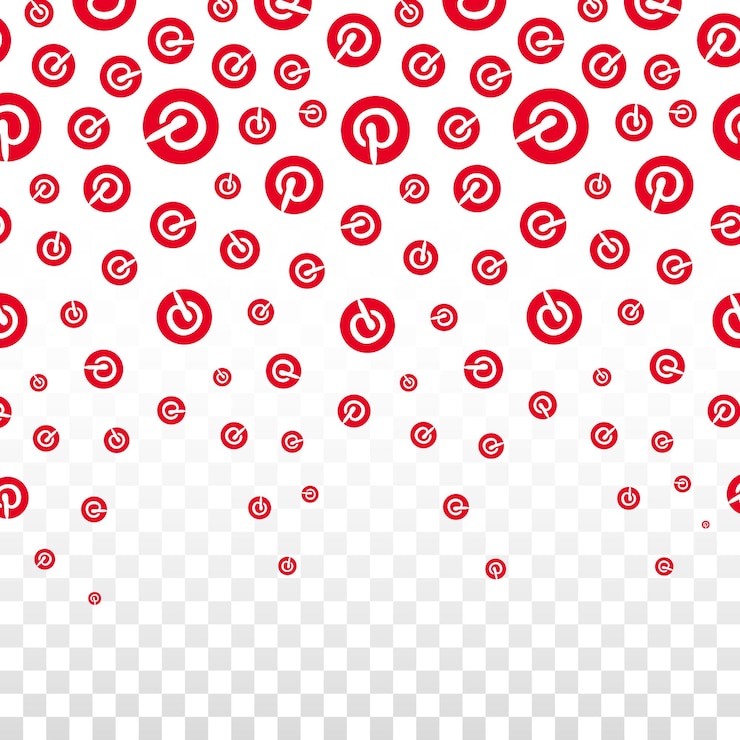 Vector falling pinterest buttons with grey background