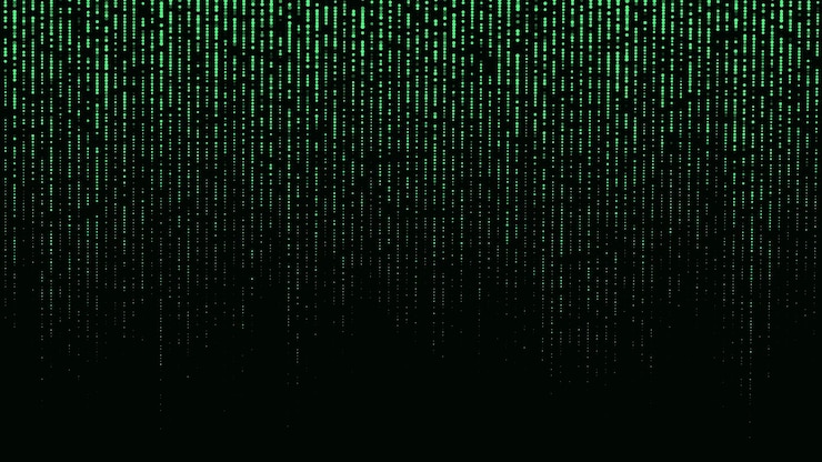 Vector falling points of binary code illustration of the matrixvector digital dark background with noise effect corrupted code matrix failure visualization of big data