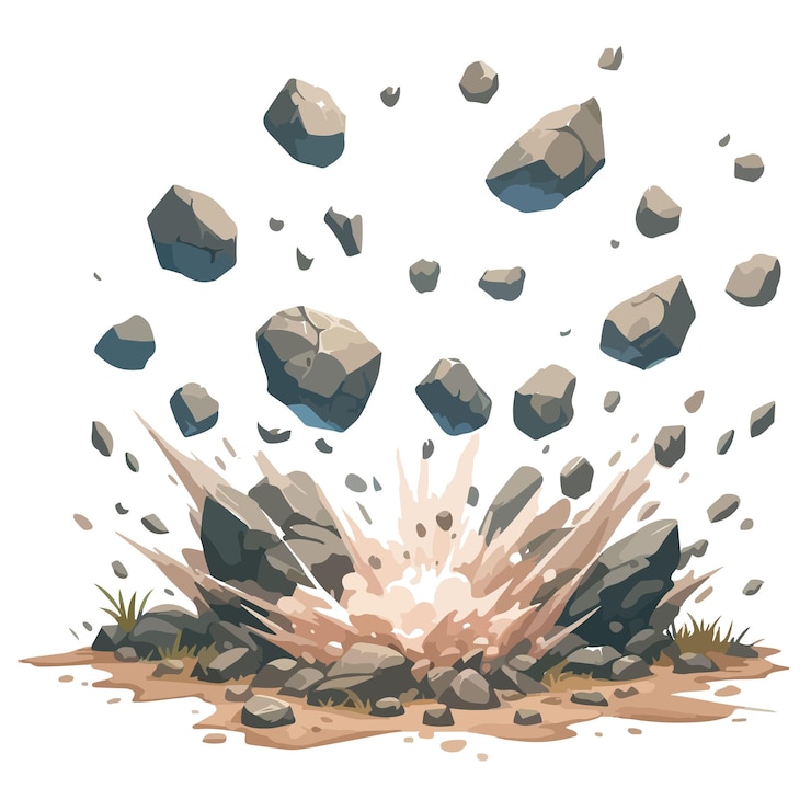 falling rocks isolated vector