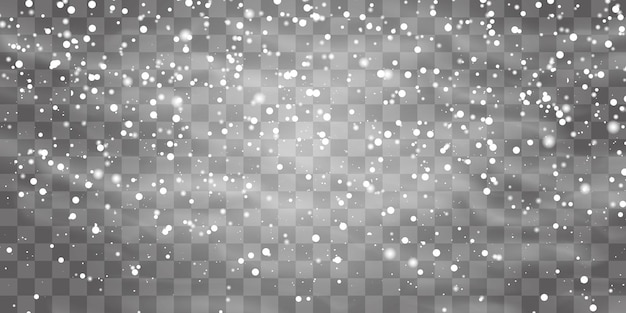 Falling snow on a transparent background