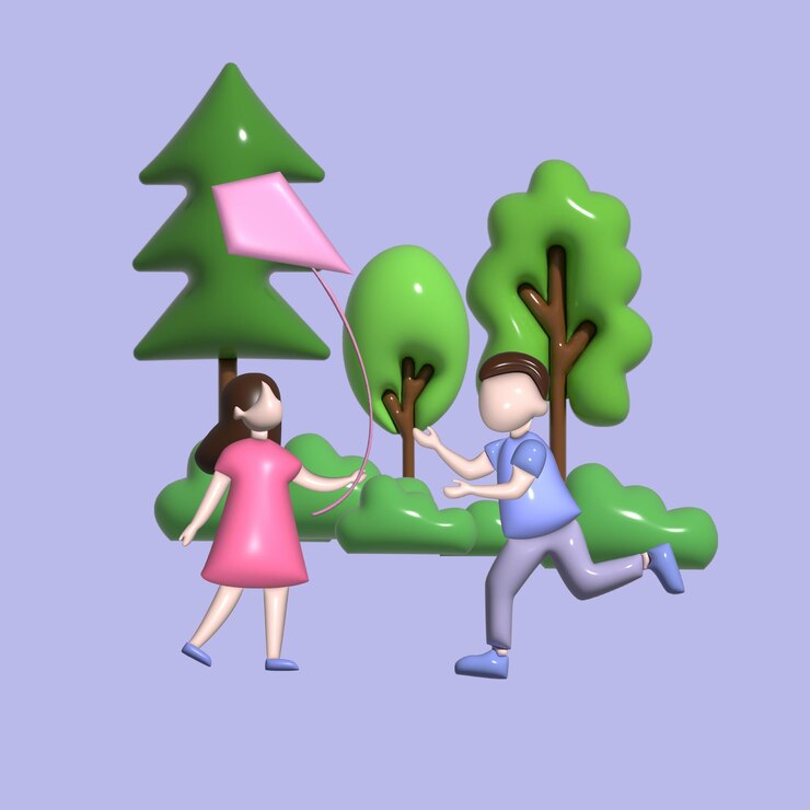 Vector family and children spending time together walking family concept realistic 3d object