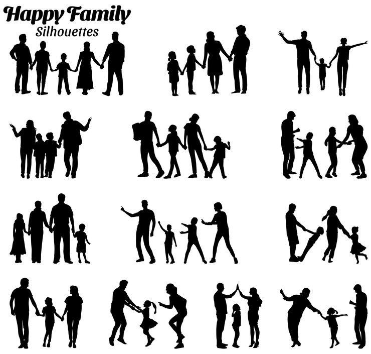 Family silhouette vector set
