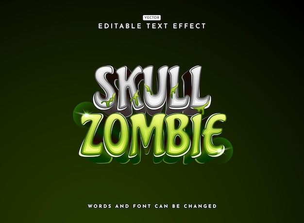 fantasy modern fancy skull zombie text effect with blood toxic
