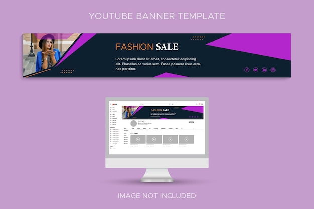 Fashion brand social media YouTube channel profile banner graphic template