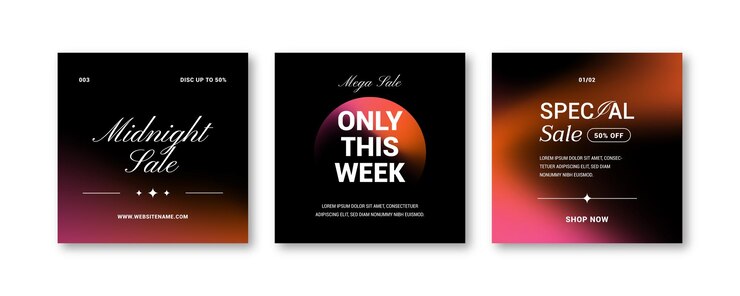 Vector fashion gradient social media post template with minimalist concept