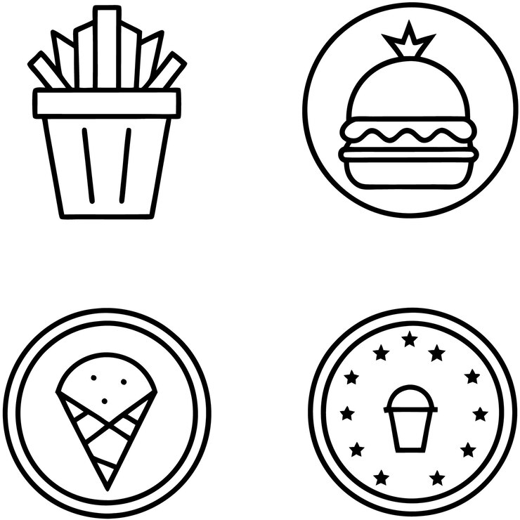 Fast food lineart stores logo concept for business branding