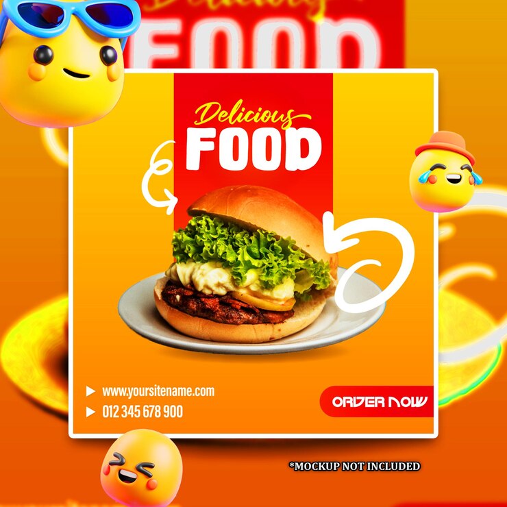 Fast food Social media ad banner design EPS template