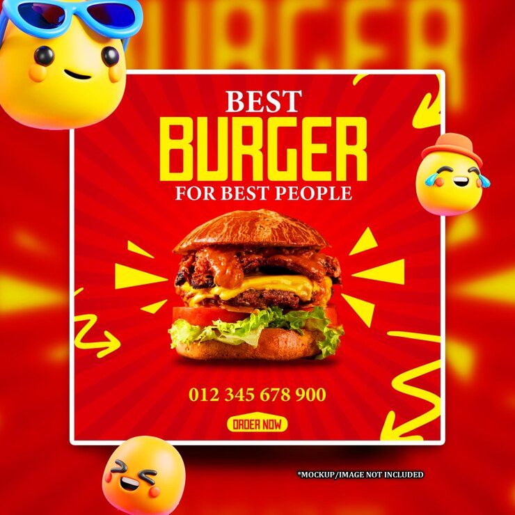 Fast food Social media ad banner design EPS template