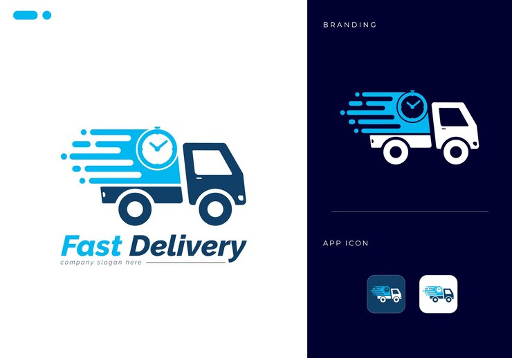 Fast Truck Courier Company Logo Abstract Design Vector Template Express Delivery Transportation Ico