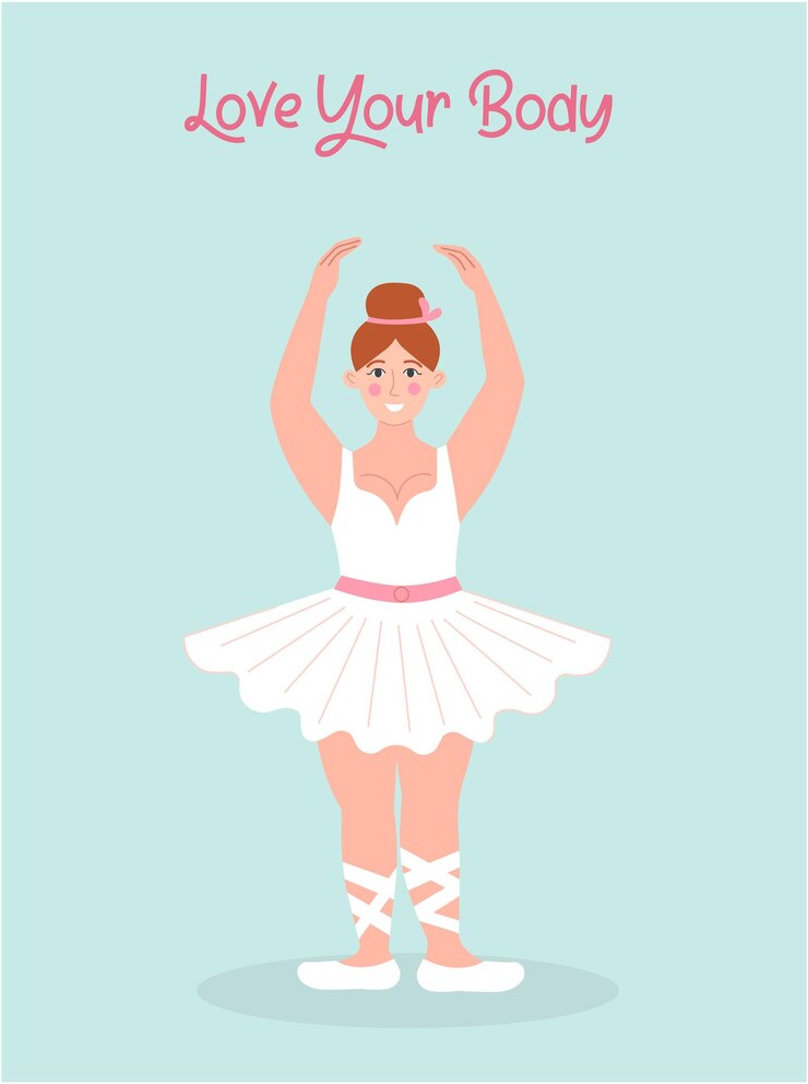 Vector fat girl ballerina