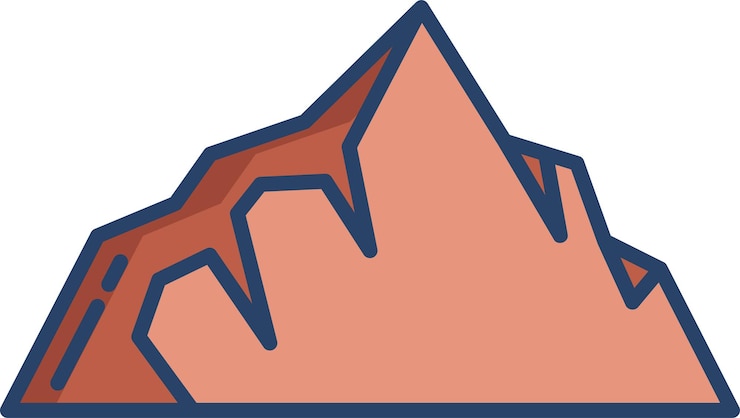 Vector fault block mountain linear color illustration