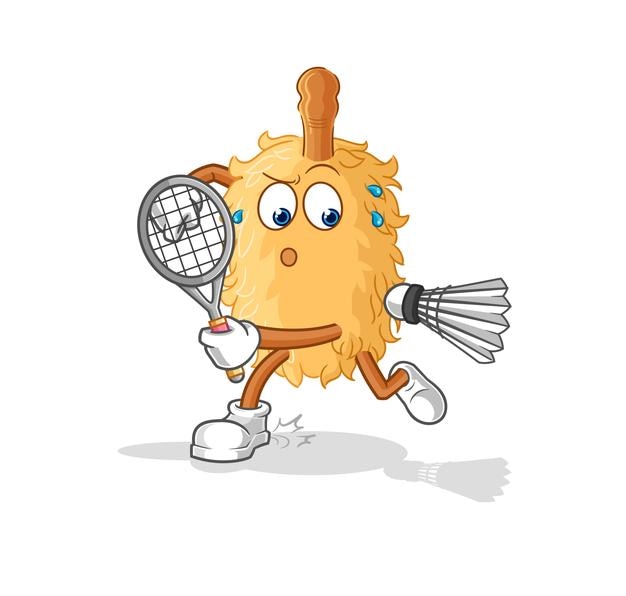 Vector feather duster playing badminton illustration character vector
