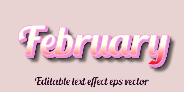 february gradient color editable 3d text effect eps vector