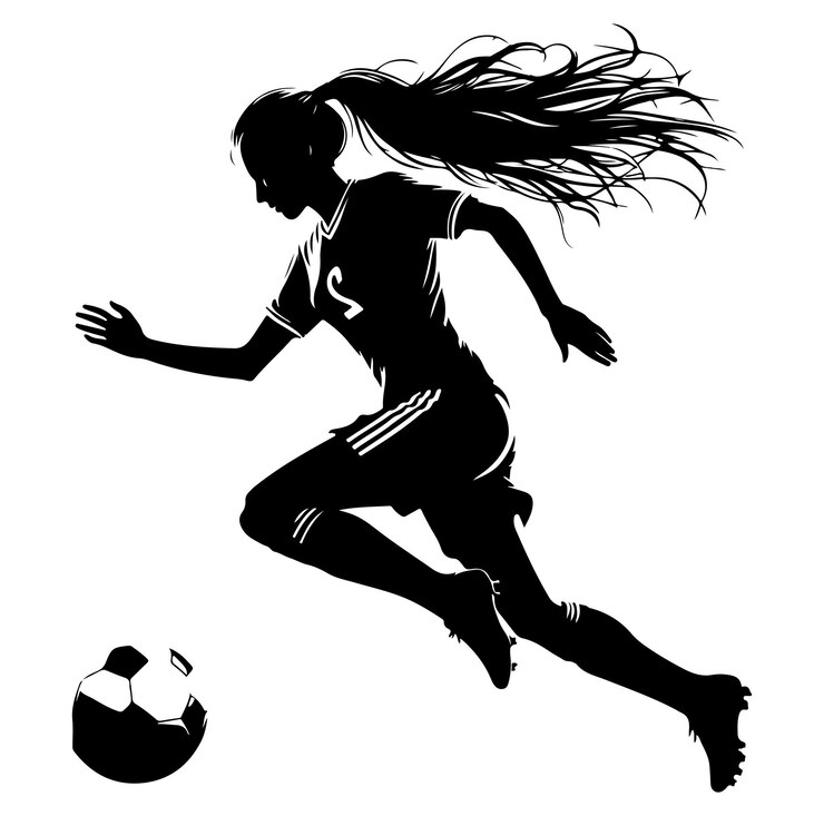 female footballers soccer players vector silhouette illustration