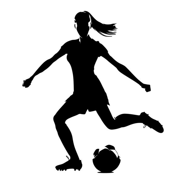 female footballers soccer players vector silhouette illustration