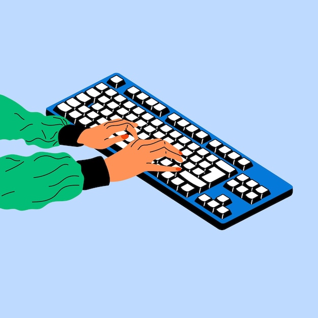 female hands working on keyboard working studying work from home concept