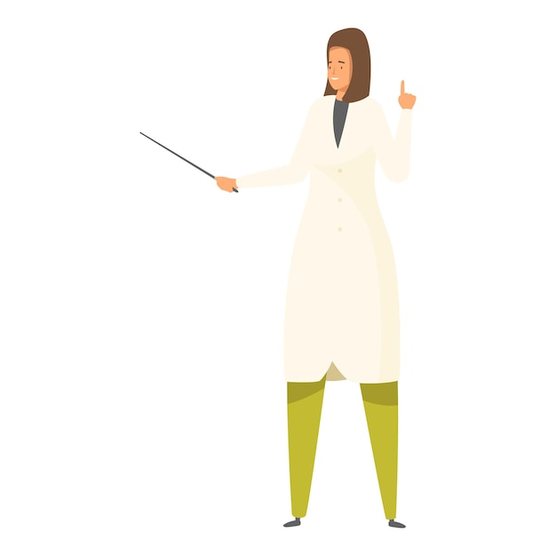 female scientist explaining something using pointer stick