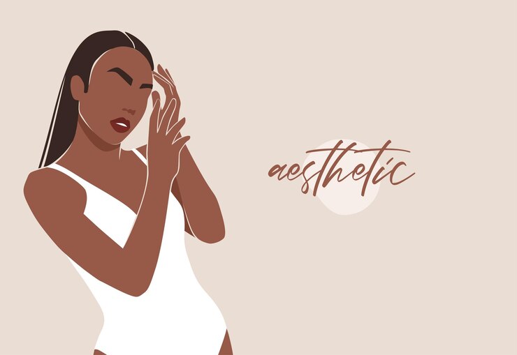 Vector female shape, abstract woman body in swimsuit illustration