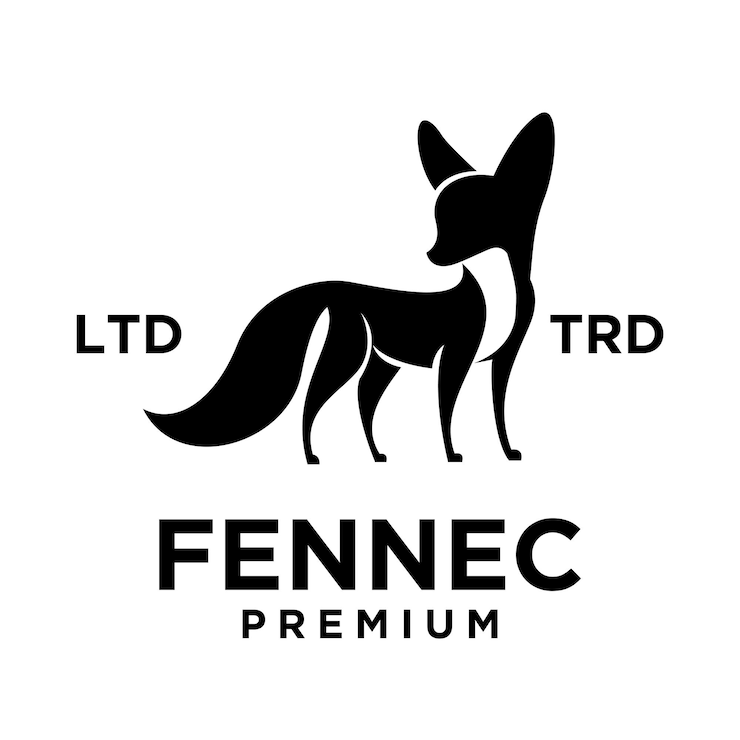 Vector fennec fox logo icon design illustration negative black white