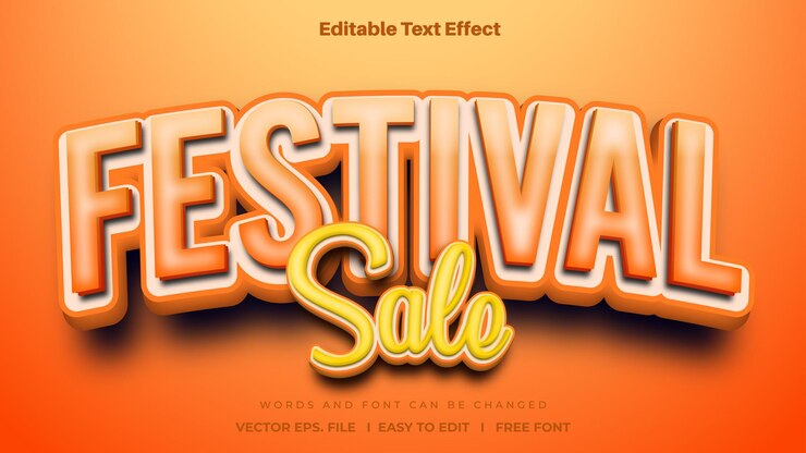 Vector festival sale 3d editable text effect style
