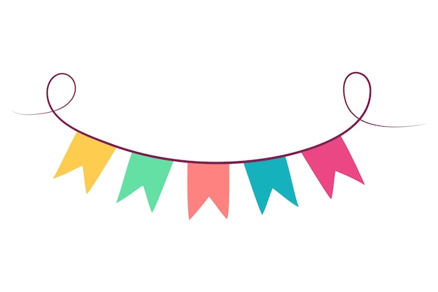 Festive flags garland Colorful party decoration Vector illustration isolated on white background