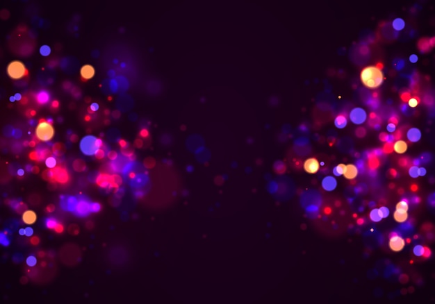 Festive purple and golden ights bokeh.  