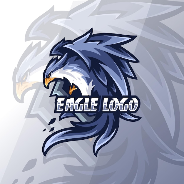 Fierce blue eagle head with Eagle Logo text Logo suitable for company branding sports teams