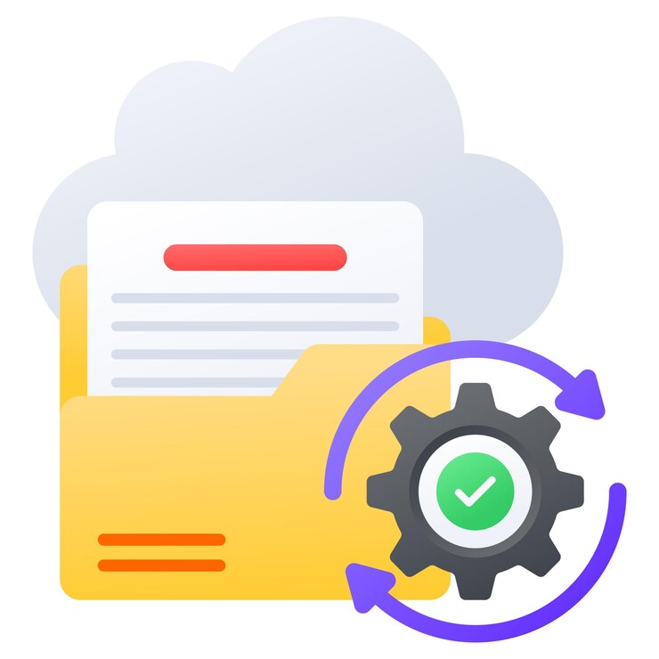 Vector file folder management on cloud concept configure backups at application vector design web host