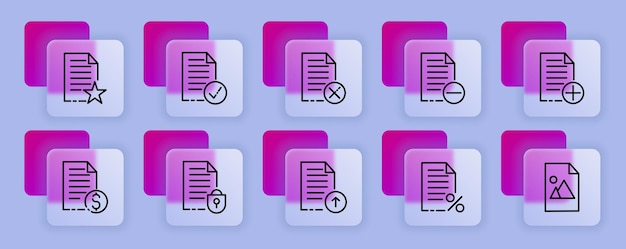 File set icon Upload and download data favorite material like privacy network settings file setup favourite Data set concept Glassmorphism style Vector line icon for Business and Advertising