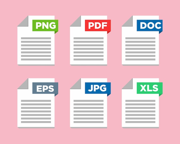 file type icons format and extension of documents set of pdf doc excel png jpg psd gif csv xls ppt html txt and others icons for download on computer graphic templates for ui