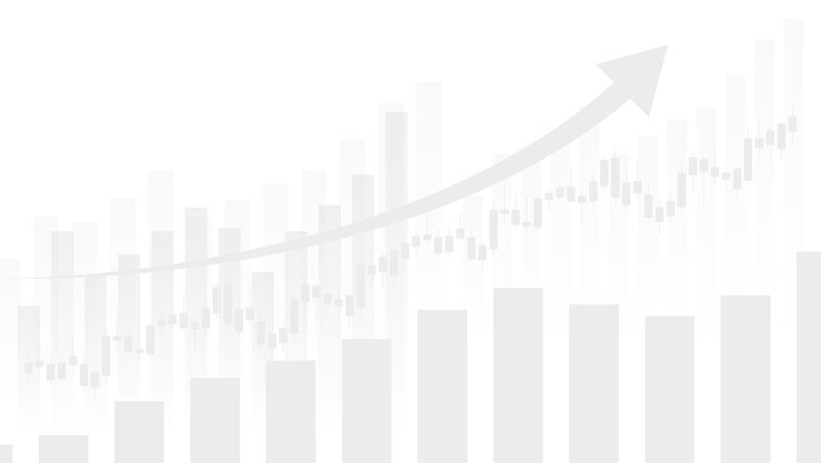 Financial business statistics with bar graph and candlestick chart show effective earning background