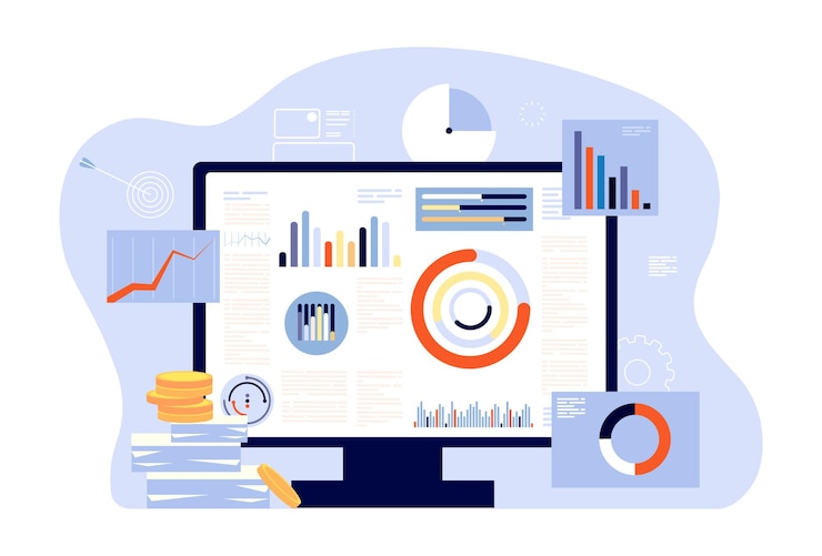Vector financial report and accounting.