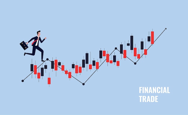 Financial trading concept, business investment and stock market vector illustration