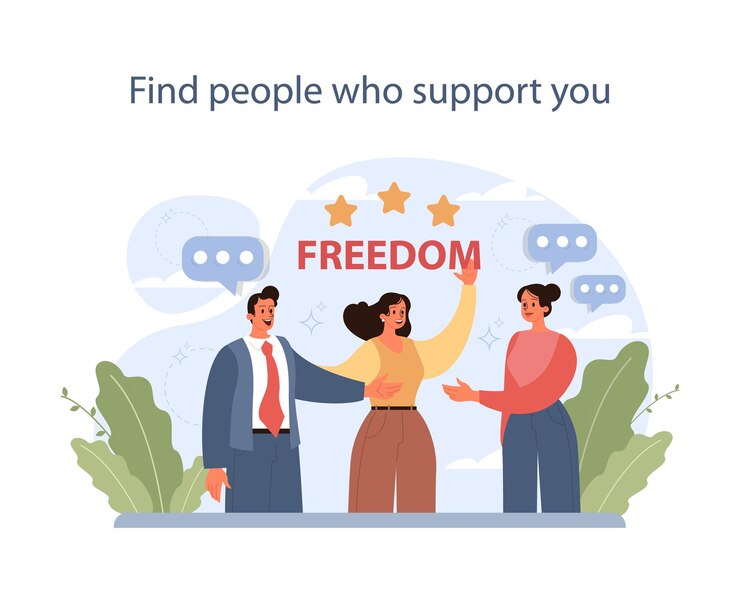 Vector find people who support you to get rid of bad habit or addiction