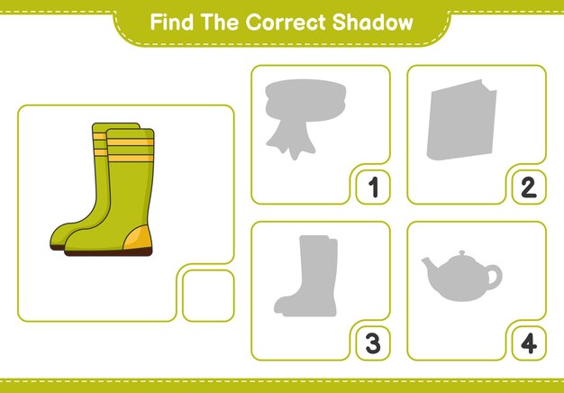 Find the correct shadow Find and match the correct shadow of Rubber Boots