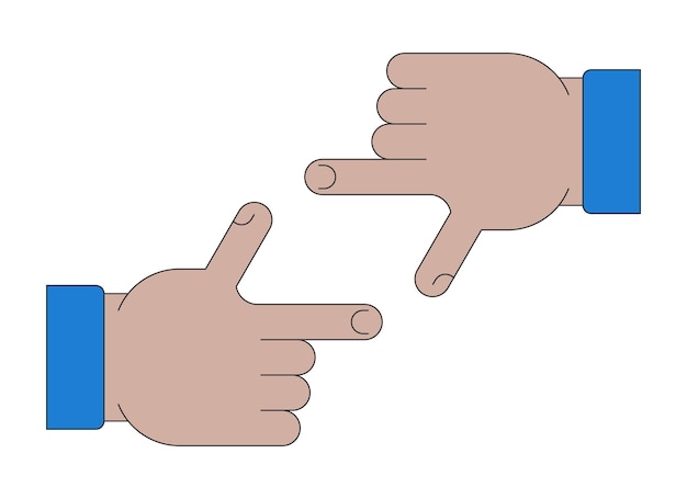 finger framing flat line color isolated vector object focus gesture hand frame perspective editable clip art image on white background simple outline cartoon spot illustration for web design