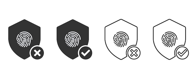 Fingerprint on a shield with a checkmark icon Flat and line icon security system and protect data Vector illustration design for web UX UI and app