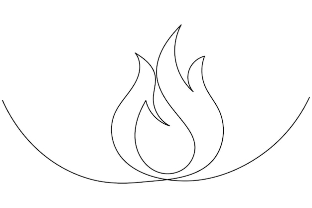 fire continuous one line drawing and minimalist style isolate outline vector icon