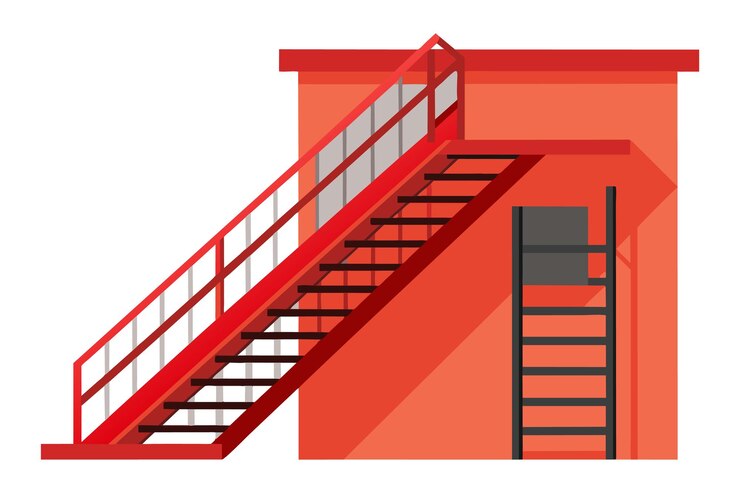 Fire escape flat vector illustration on white background