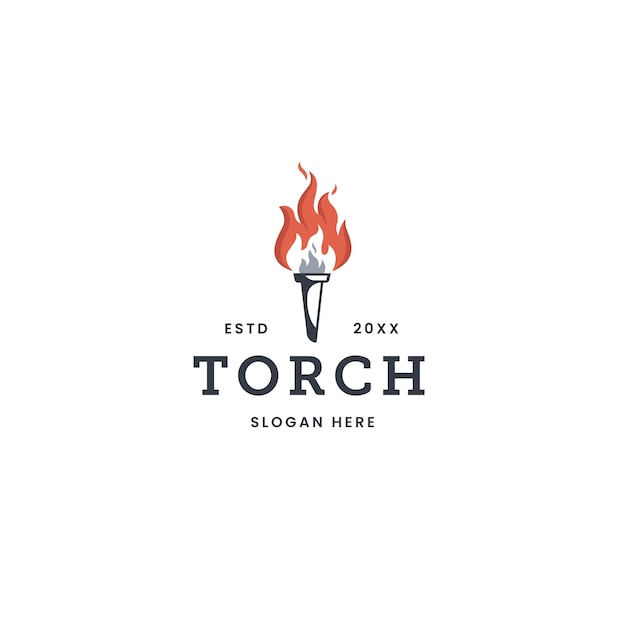 Fire torch victory championship flame flat  logo