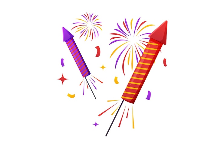 Vector firecracker new year sticker design