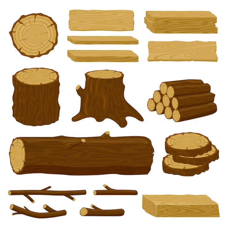 Vector firewood material isolated illustration