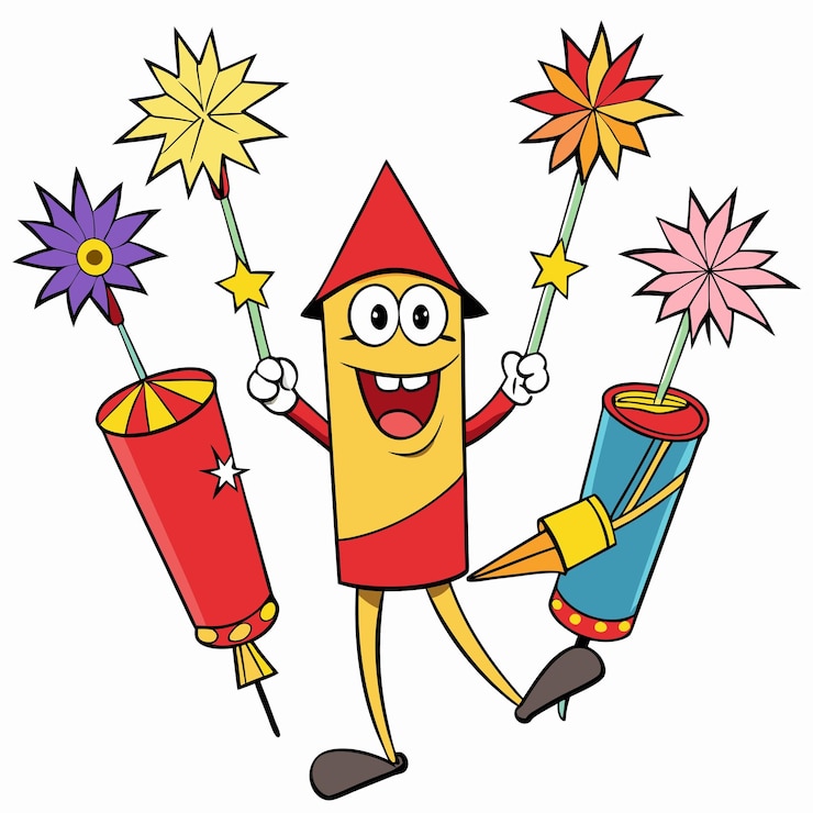 Vector fireworks cartoons illustration