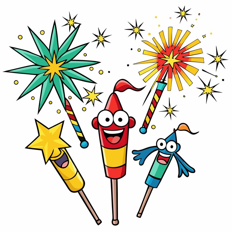 Vector fireworks cartoons illustration