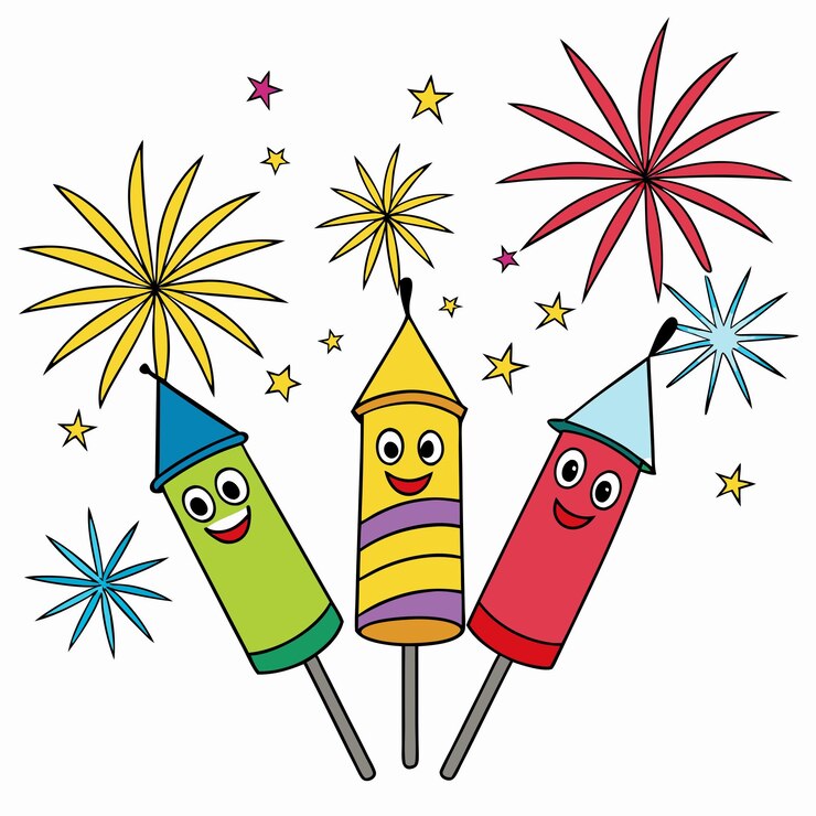 Vector fireworks cartoons illustration