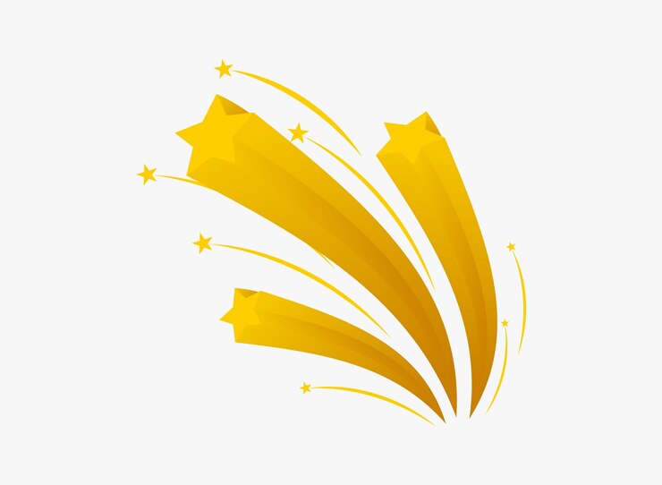 Fireworks display, Flying star set. Golden star