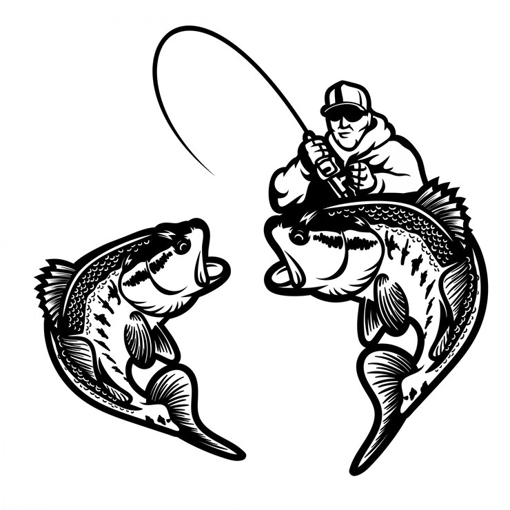 Vector fishing big bass logo theme vector illustration isolated 