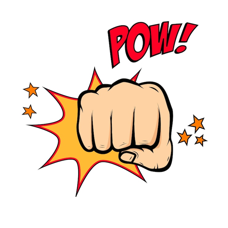 Vector fist hitting in pop art style fist punch fist illustration in pop art style pow vector design illustration